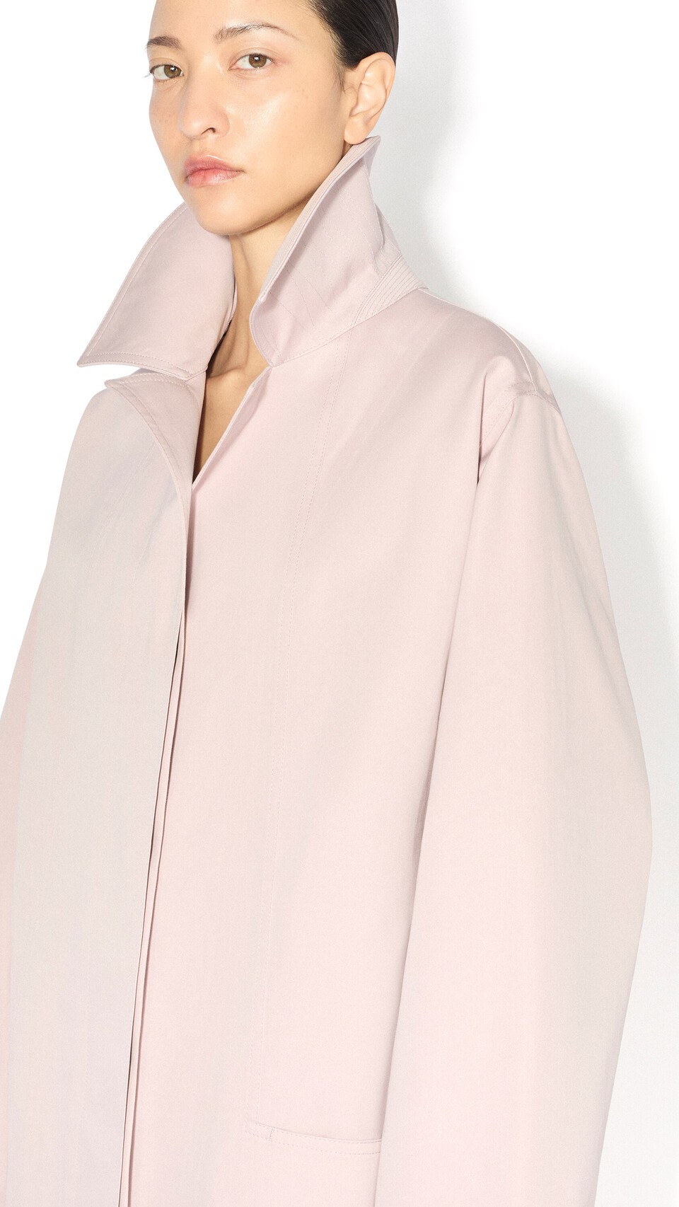 ALA&Iuml;A A-LINE SILK COTTON COAT PINK - View 4