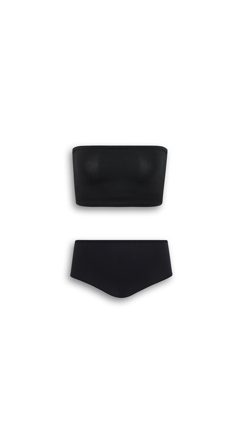 ALA&Iuml;A SECOND-SKIN KNIT LINGERIE SET BLACK