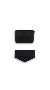 BLACK - ALA&Iuml;A SECOND-SKIN KNIT LINGERIE SET