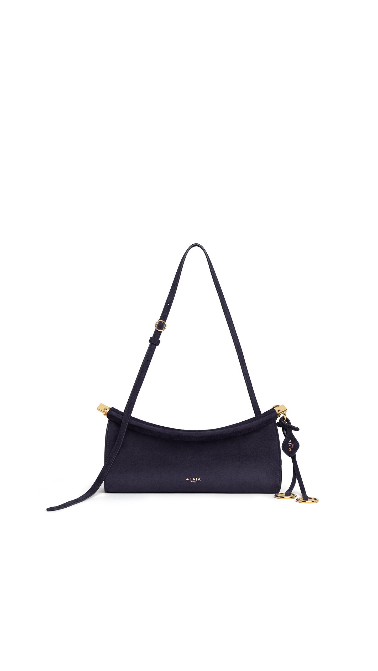 ALA&Iuml;A LE CLICK EAST WEST SMALL BAG IN SUEDE EGGPLANT