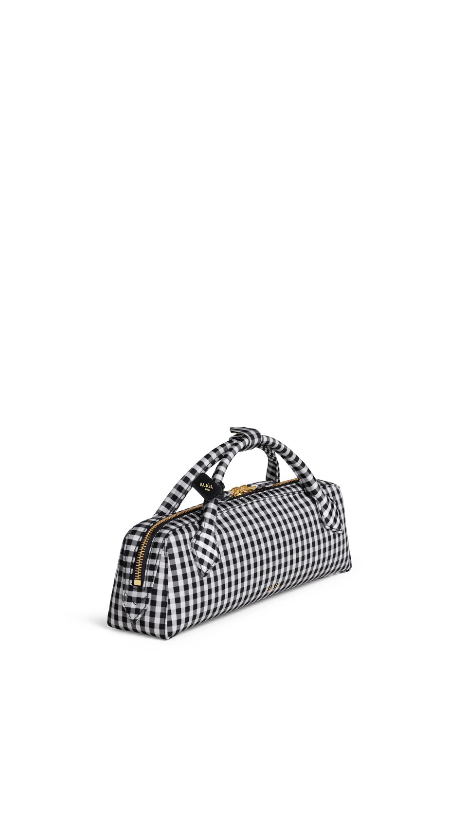 ALA&Iuml;A LE TECKEL CLUTCH &Agrave; MOTIF VICHY NOIR/BLANC - View 2