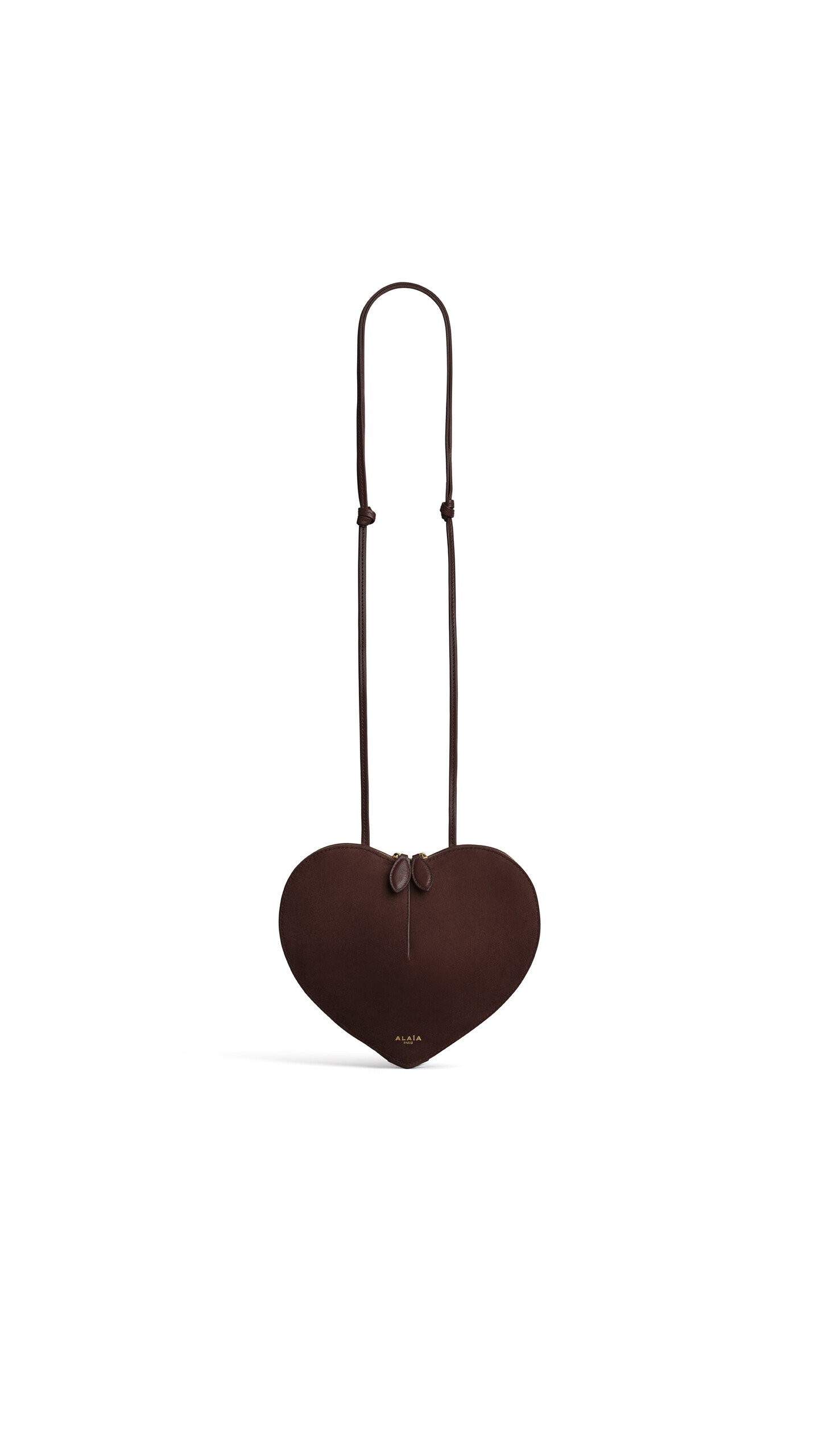 ALA&Iuml;A LE C&OElig;UR BI-MATERIAL BAG IN LEATHER BROWN