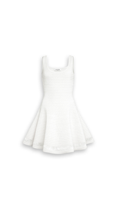WHITE - ALA&Iuml;A KNITTED SKATER DRESS