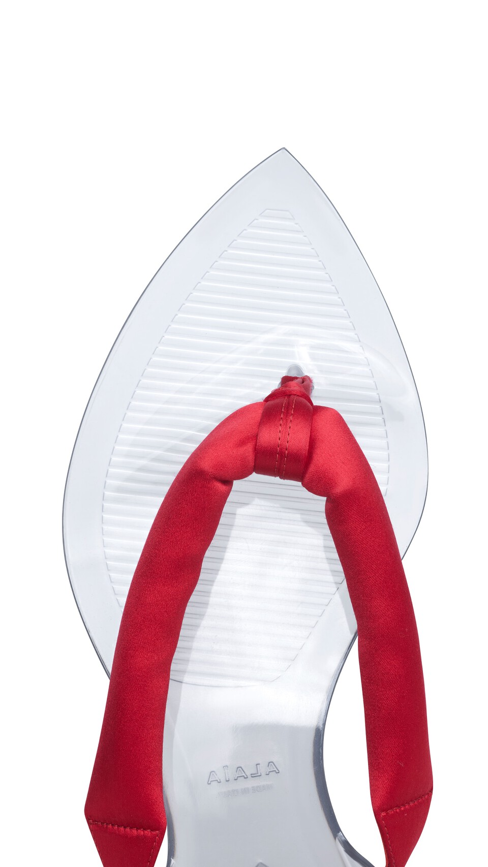 ALA&Iuml;A INVISIBLE THONG IN SATIN ORANGE-RED - View 3