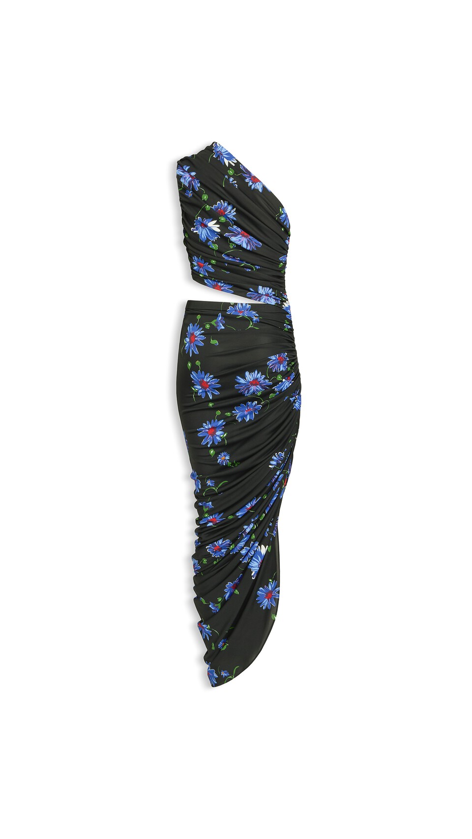 ALA&Iuml;A PRINTED CUTOUT DRESS BLACK/BLUE - View 8
