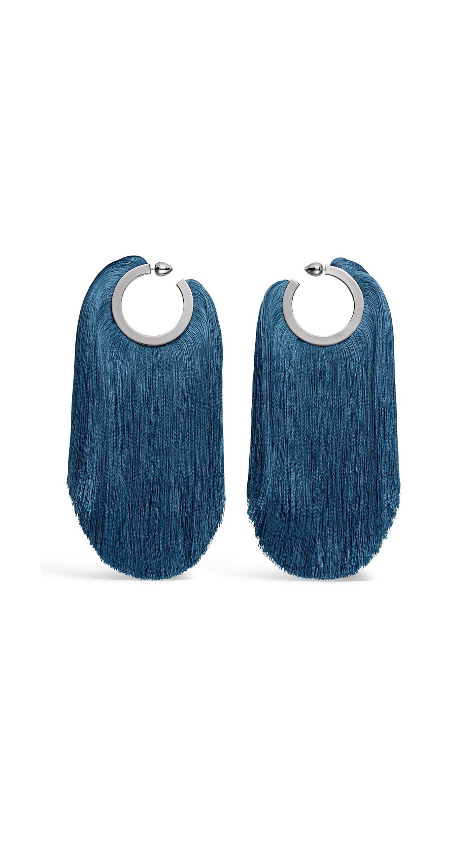 ALA&Iuml;A FRINGED HOOP EARRINGS BLUE