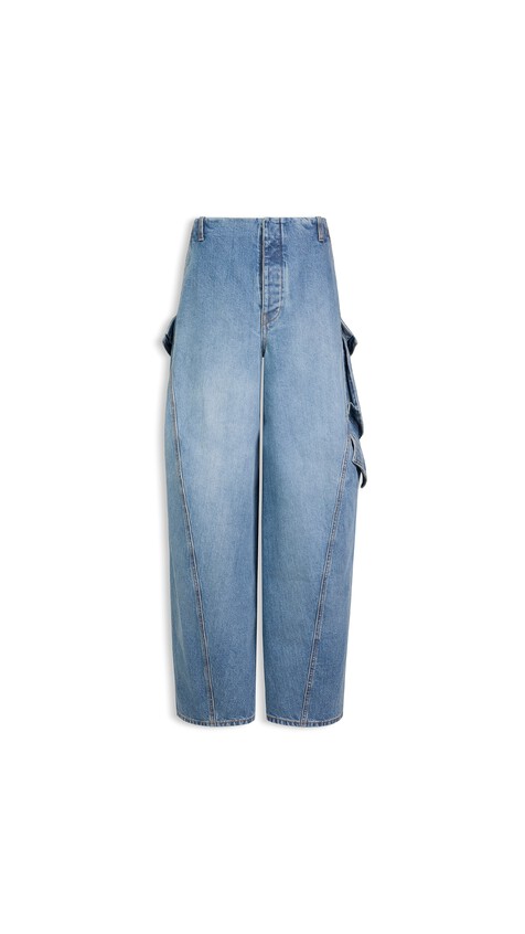 ALA&Iuml;A DENIM CARGO PANTS FADED BLUE