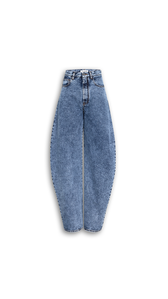 SNOW BLUE - ALA&Iuml;A HIGH WAISTED ROUND JEANS