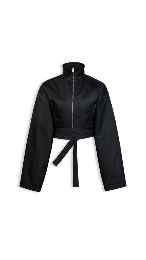ALA&Iuml;A TAFFETA BELTED BOMBER BLACK