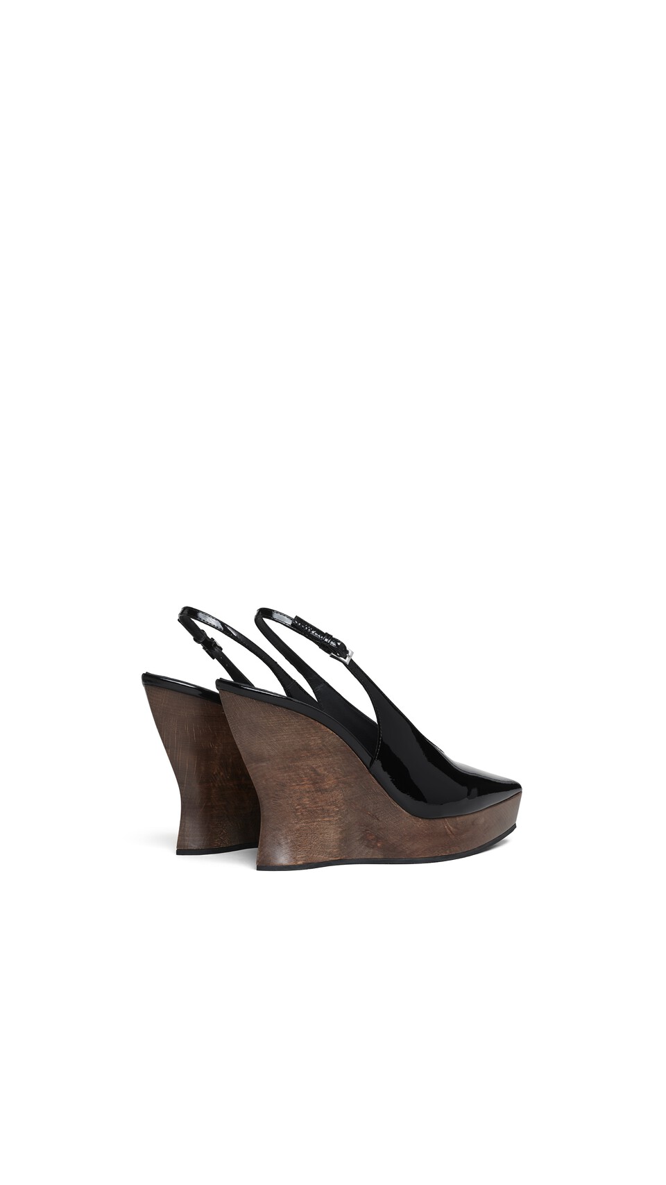 ALA&Iuml;A CLOGS WEDGE SLINGBACKS IN PATENT CALFSKIN BLACK - View 3