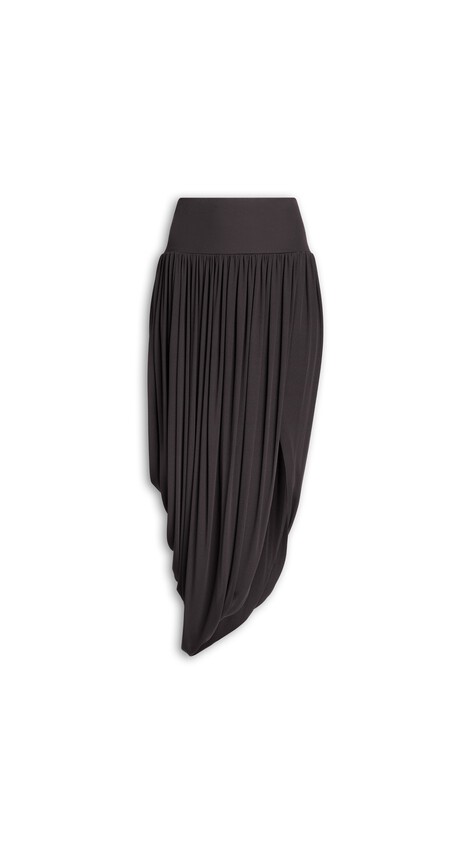 ALA&Iuml;A TWISTED FLUID JERSEY SKIRT EBENE