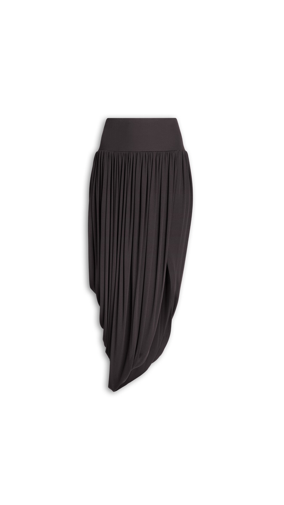 ALA&Iuml;A TWISTED FLUID JERSEY SKIRT EBENE