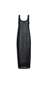 BLACK - ALA&Iuml;A SLIK LINEN TANK TRESS