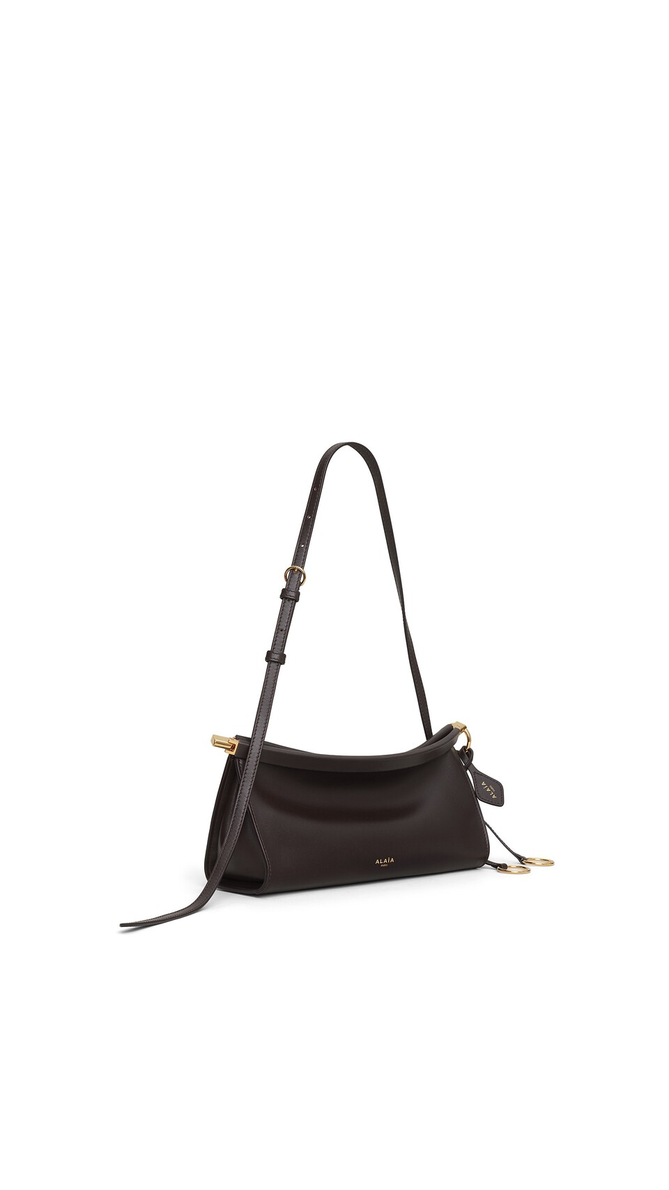 ALA&Iuml;A LE CLICK EAST WEST SMALL BAG IN CALFSKIN DARK BROWN - View 2