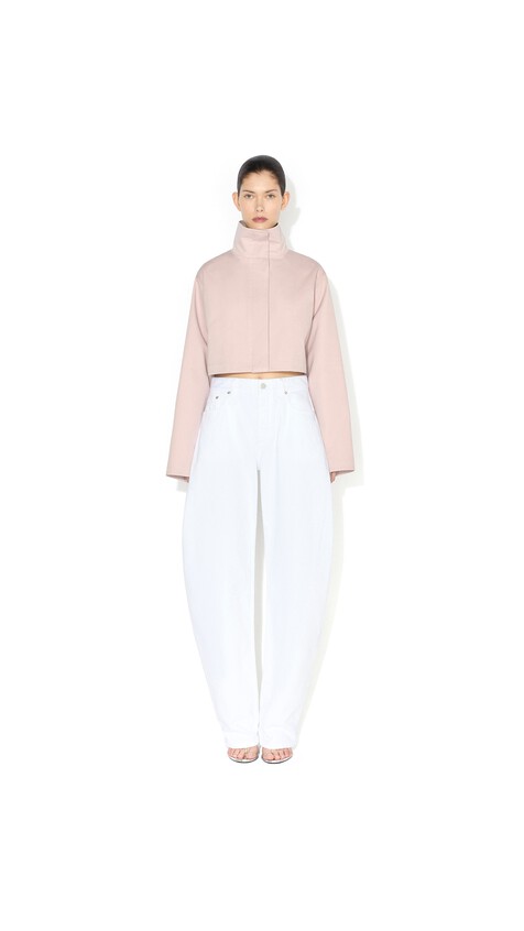 ALA&Iuml;A SILK COTTON CROPPED JACKET PINK - View 2