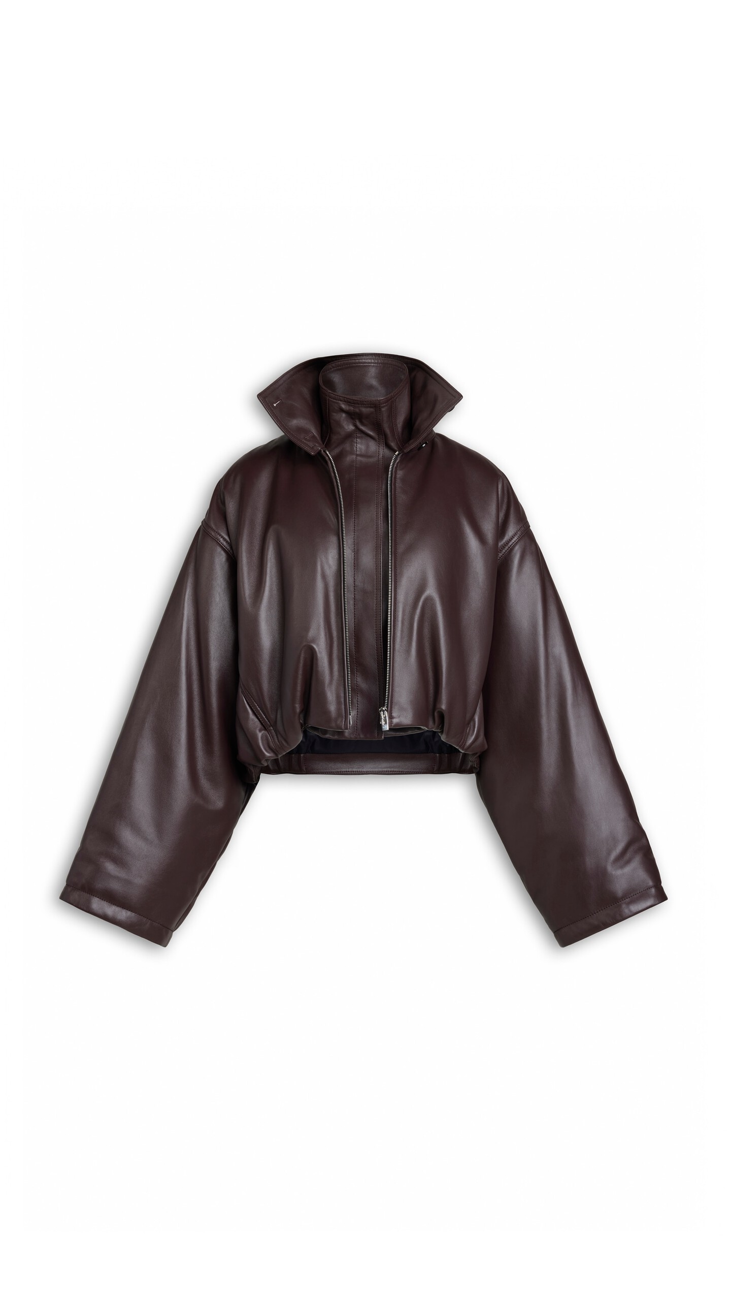 ALA&Iuml;A LAYERED LEATHER BOMBER JACKET MAHOGANY - View 2