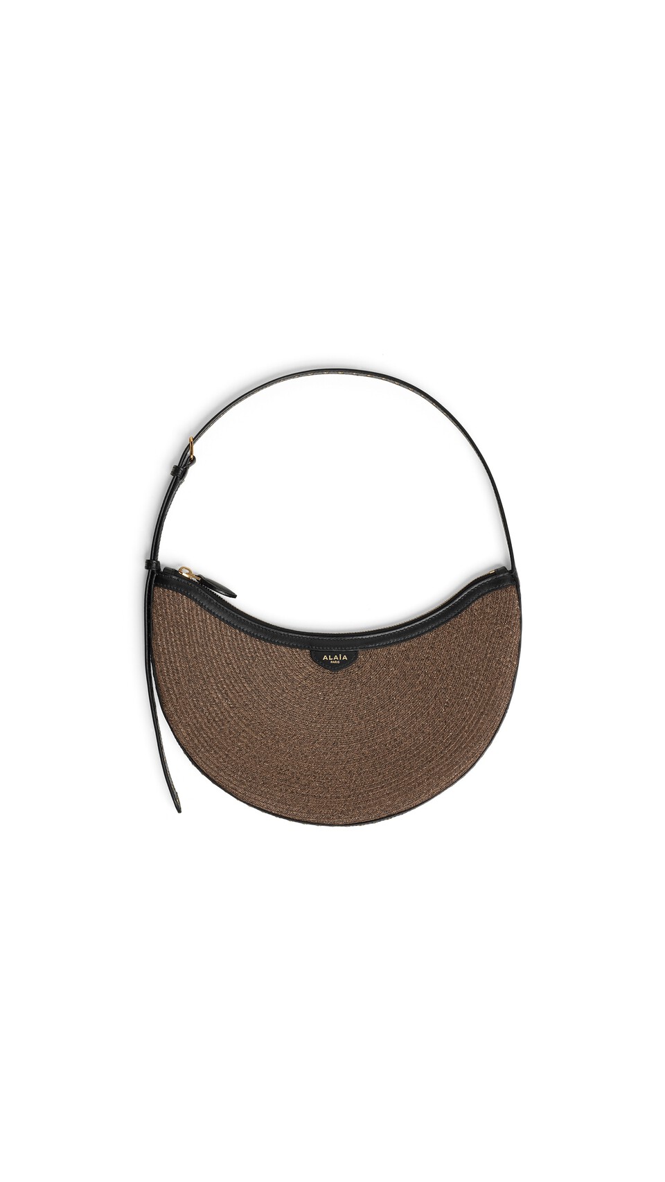 ALA&Iuml;A ONE PIECE DEMI LUNE BAG IN PAPER STRAW BROWN