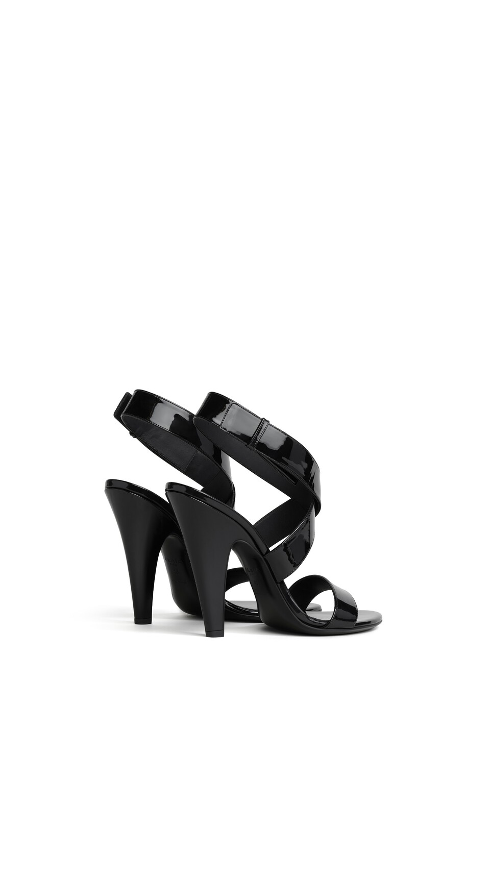 ALA&Iuml;A CONE SANDALS IN PATENT CALFSKIN BLACK - View 3