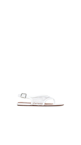 OPTICAL WHITE - ALA&Iuml;A FISHNET THONG SANDALS IN PATENT CALFSKIN