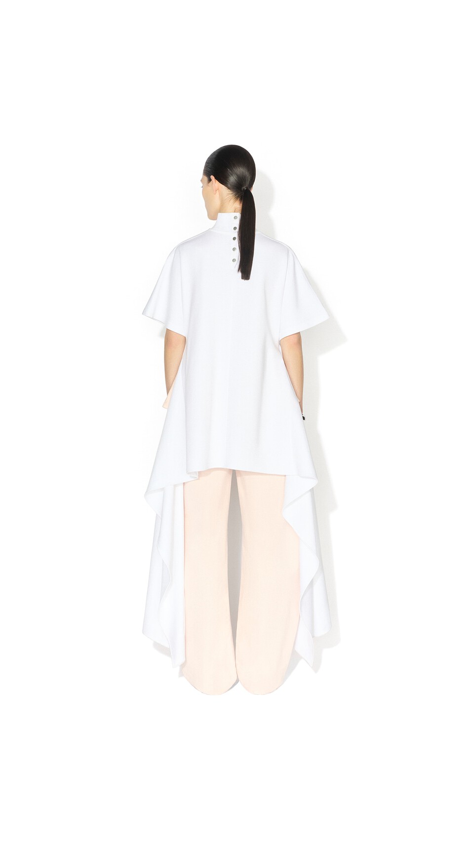 ALA&Iuml;A ASYMMETRIC COTTON JERSEY T-SHIRT WHITE - View 3