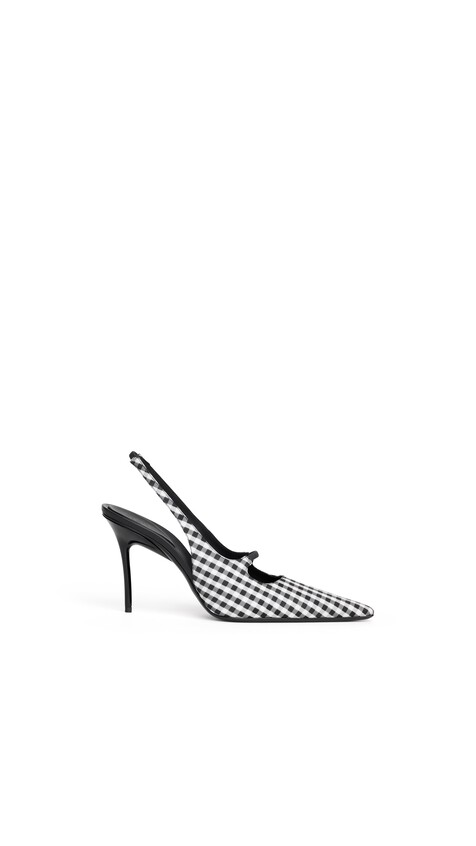 ALA&Iuml;A SLINGBACKS DROP MIT VICHY-KAROMUSTER SCHWARZ/WEISS