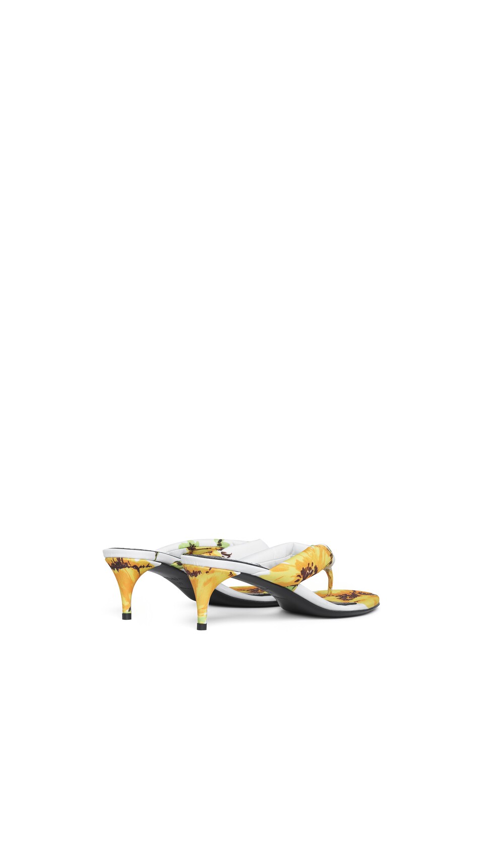ALA&Iuml;A HEEL THONG MULES IN FLOWER PRINT WHITE/YELLOW - View 3