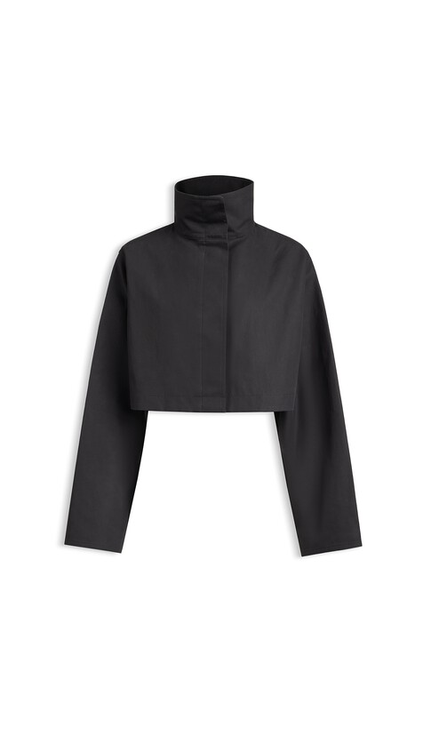 ALA&Iuml;A SILK COTTON CROPPED JACKET BLACK/BLACK