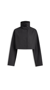 BLACK/BLACK - ALA&Iuml;A SILK COTTON CROPPED JACKET