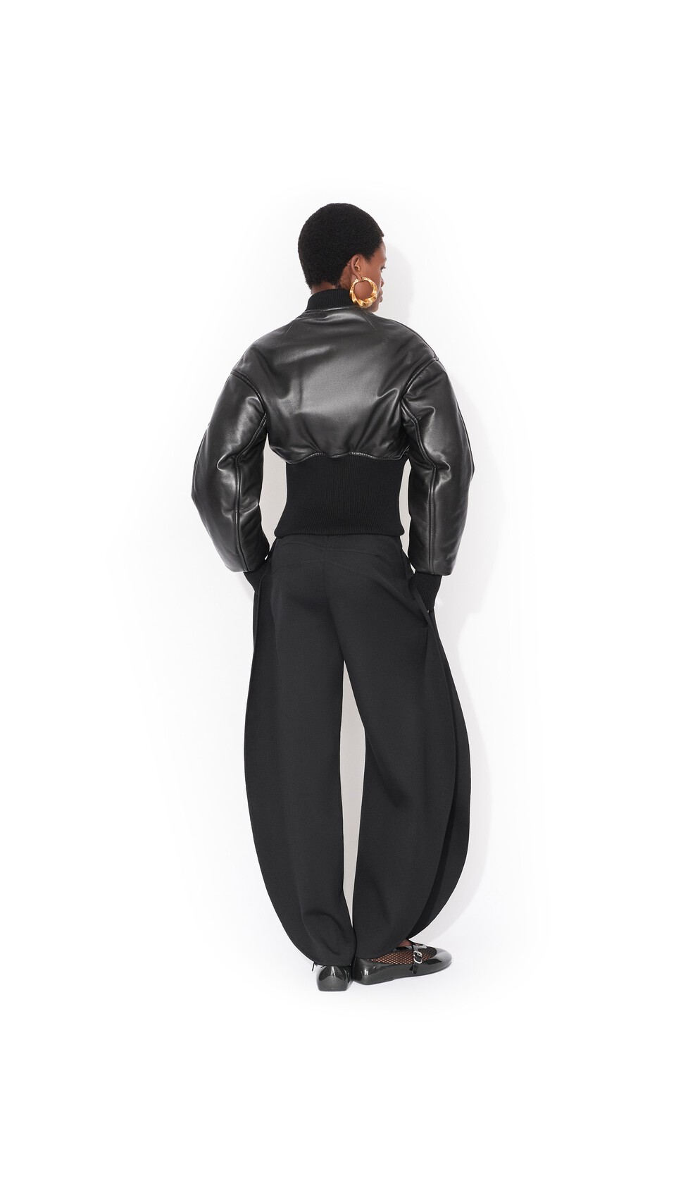 ALA&Iuml;A LEATHER CINCHED BOMBER BLACK - View 3