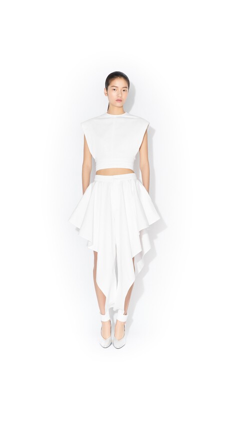 ALA&Iuml;A BELTED DENIM TOP WHITE - View 2