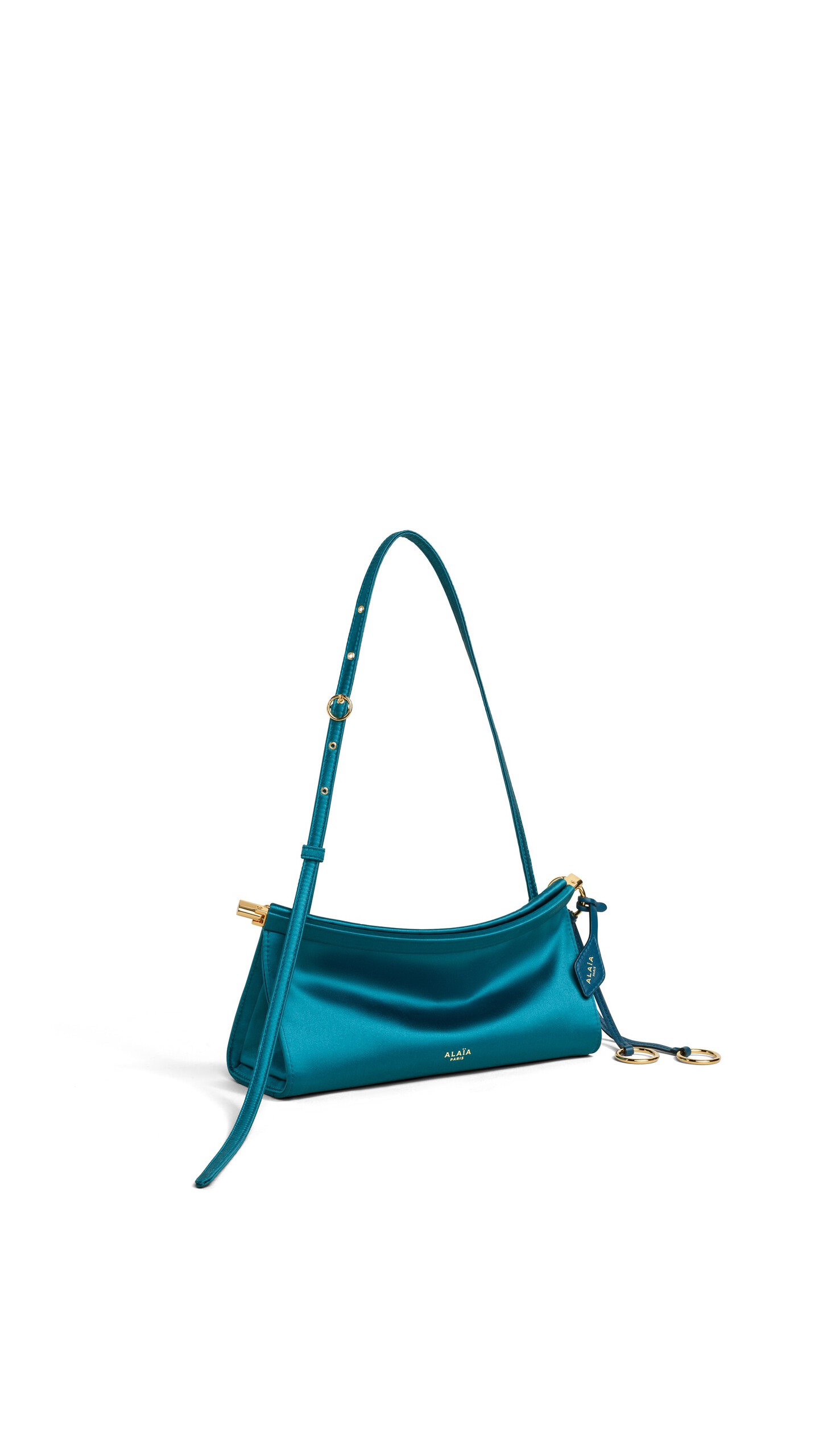 ALA&Iuml;A LE CLICK EAST WEST SMALL BAG IN SATIN EMERALD - View 2