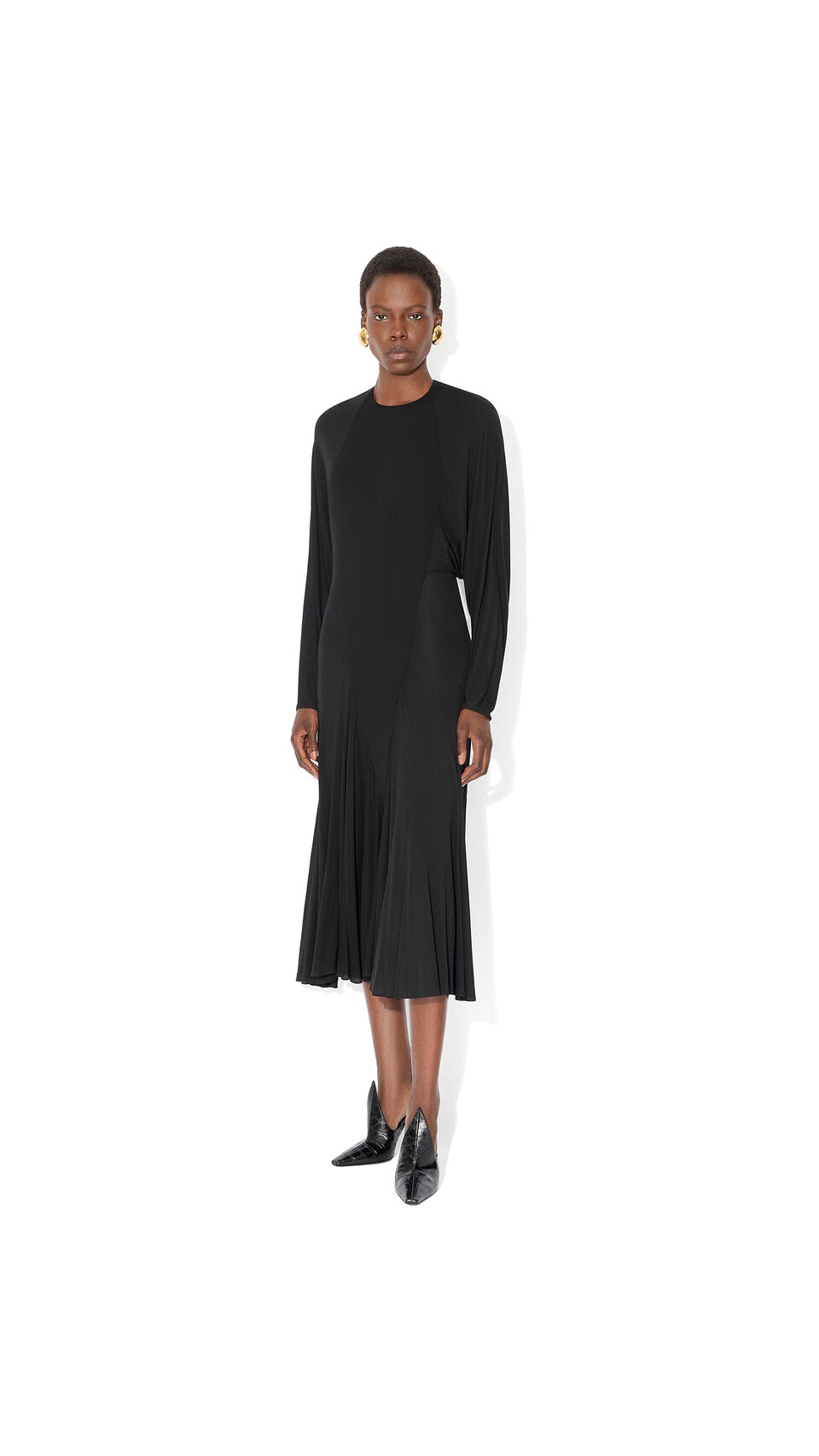 ALA&Iuml;A FLUID JERSEY DRESS BLACK - View 2
