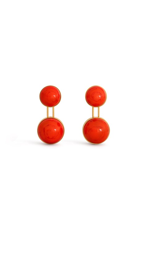 ALA&Iuml;A SPHERE SMALL PENDANT EARRINGS ORANGE
