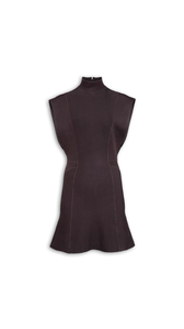 EGGPLANT - ALA&Iuml;A SILK KNIT SHORT DRESS