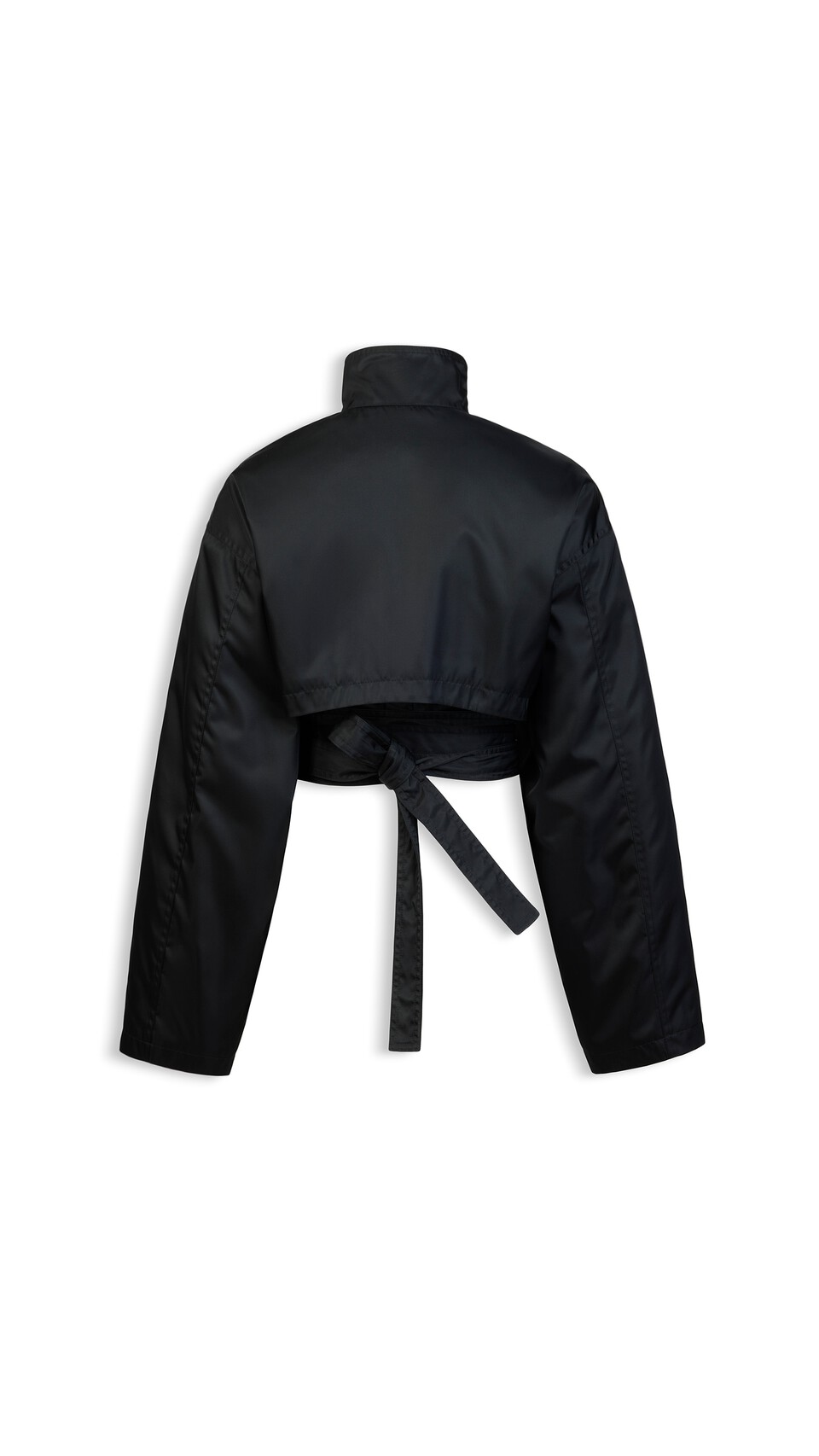 ALA&Iuml;A TAFFETA BELTED BOMBER BLACK - View 4