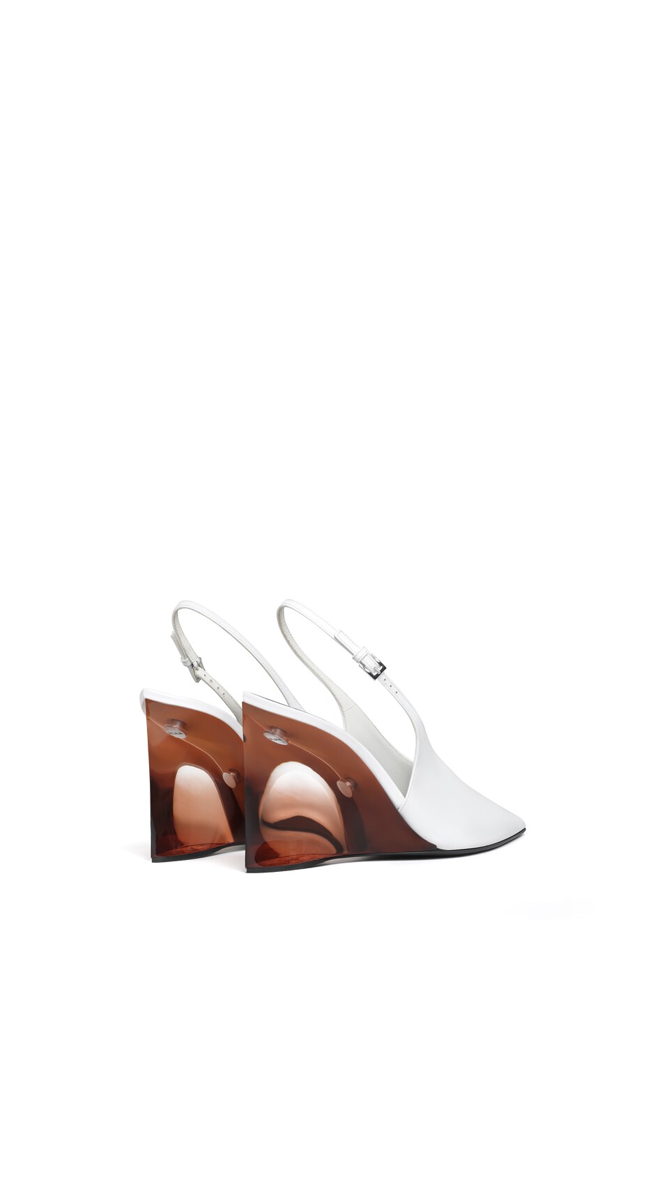 ALA&Iuml;A INVISIBLE WEDGE SLINGBACKS IN PATENT CALFSKIN OPTICAL WHITE - View 3