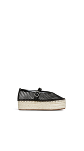 BLACK - ALA&Iuml;A ESPADRILLES IN FISHNET AND PATENT LEATHER