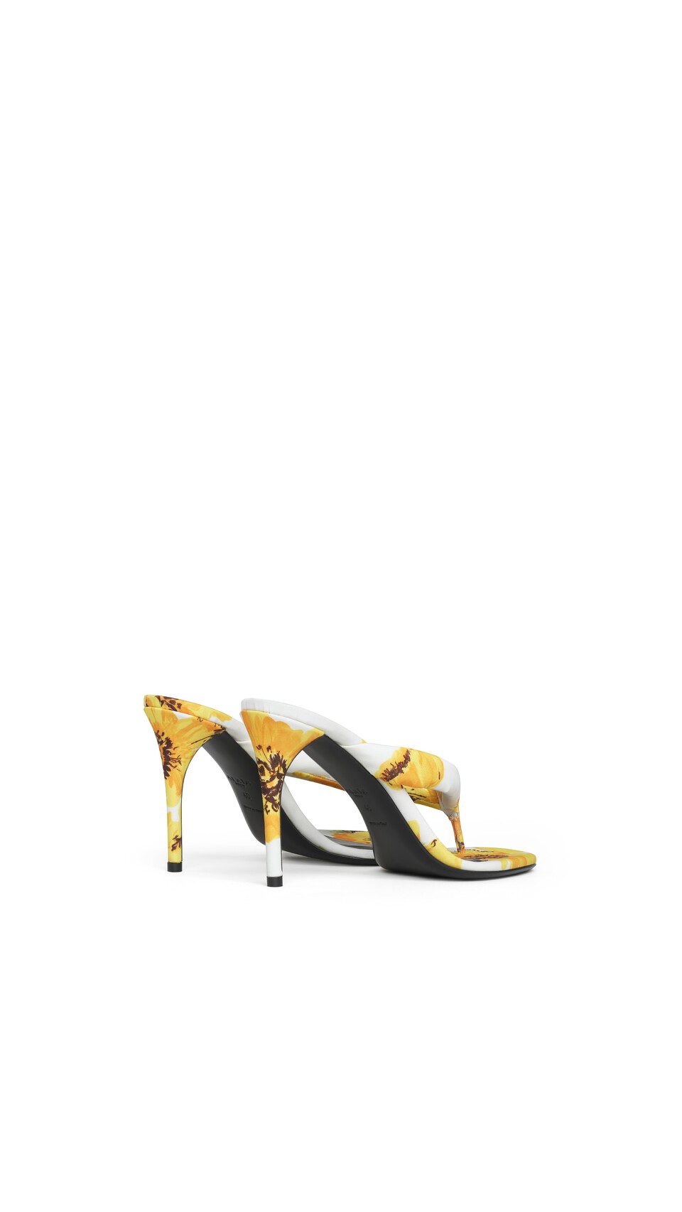 ALA&Iuml;A HEEL THONG MULES IN FLOWER PRINT WHITE/YELLOW - View 3