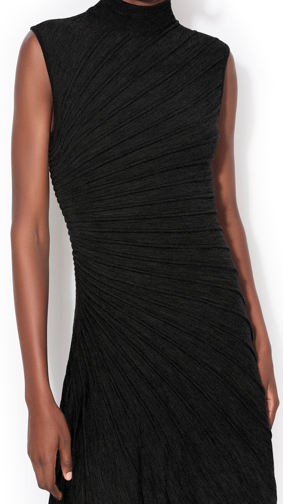 ALA&Iuml;A SCULPTING WOOL DRESS BLACK - View 4