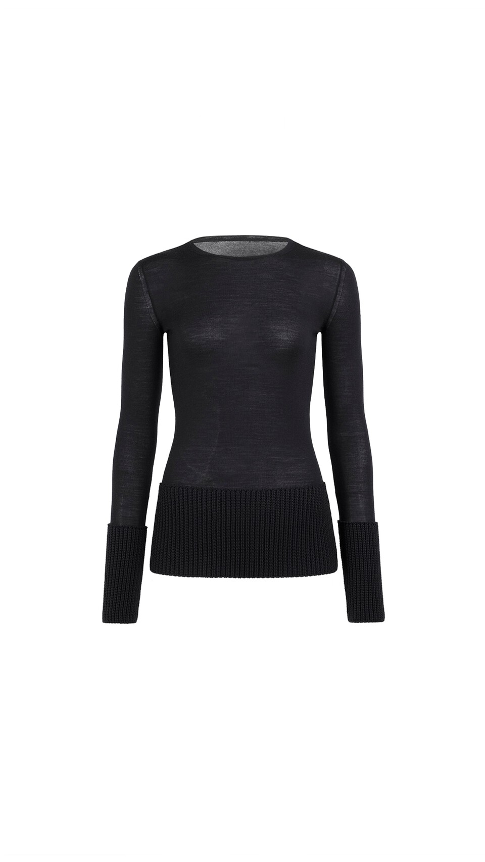 ALA&Iuml;A MERINO CREW NECK TOP BLACK