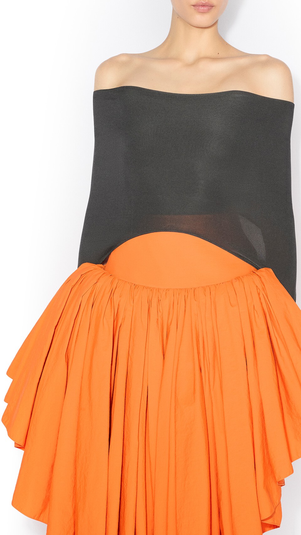 ALA&Iuml;A NYLON MAXI PETTICOAT ORANGE - View 4