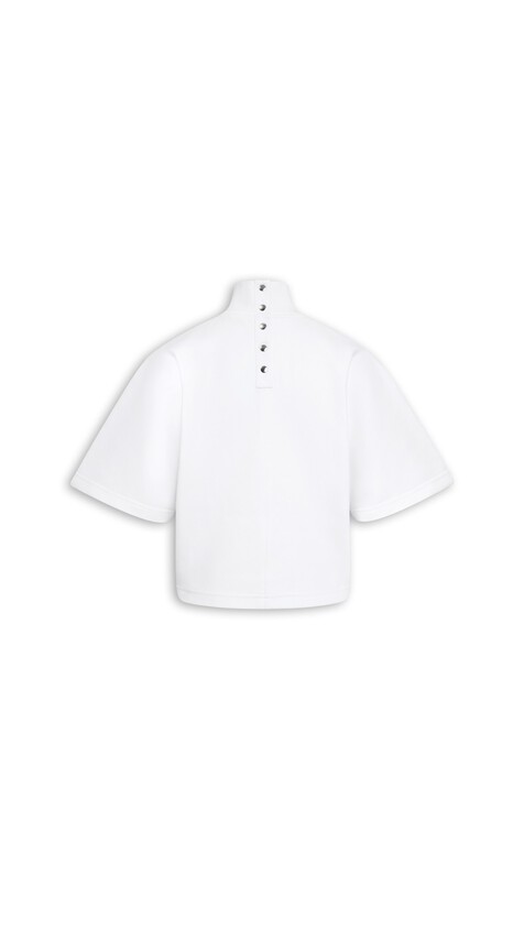 ALA&Iuml;A RIBBED COTTON HIGH NECK T-SHIRT WHITE - View 2