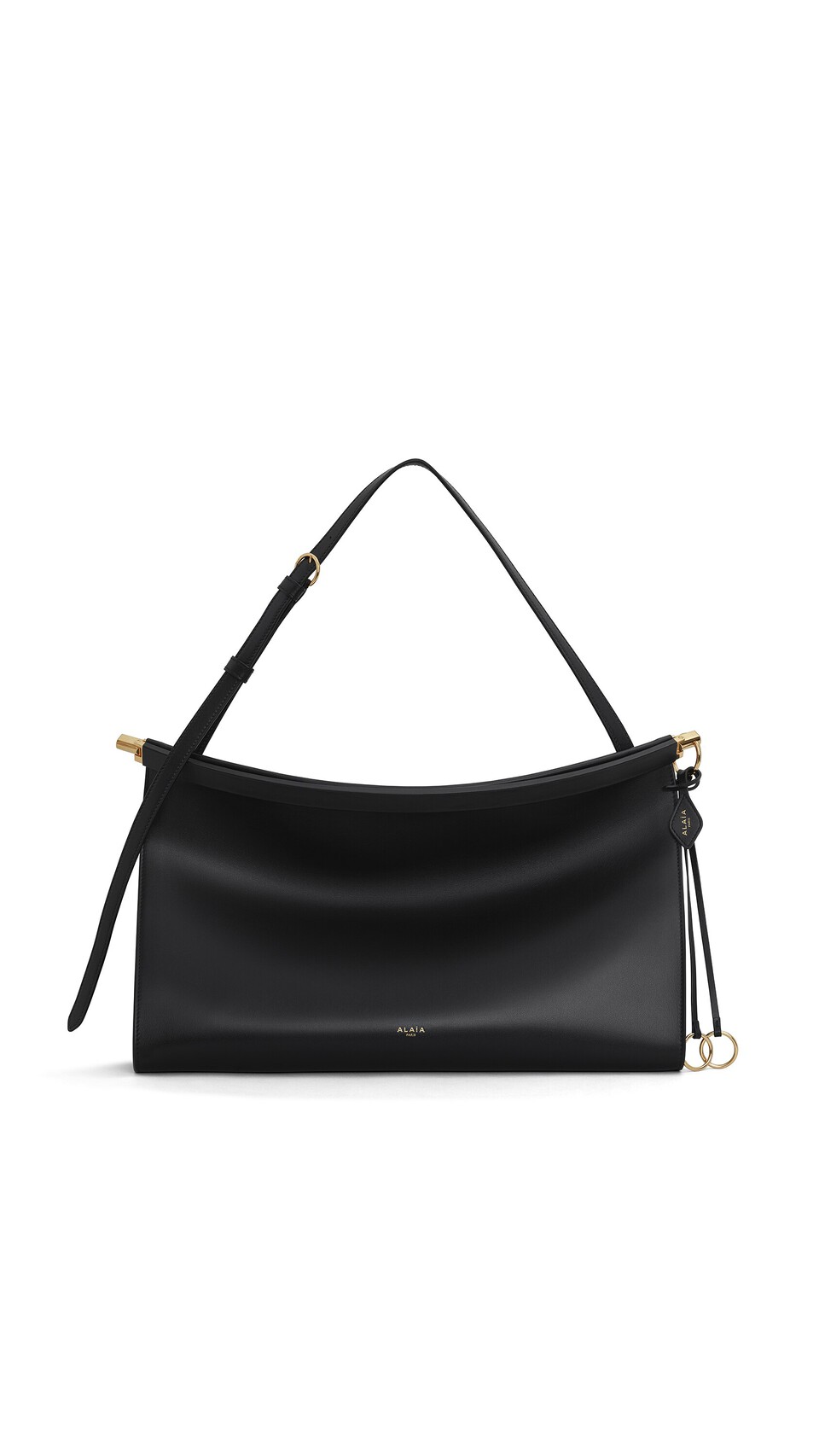 ALA&Iuml;A LE CLICK EAST WEST LARGE BAG IN CALFSKIN BLACK
