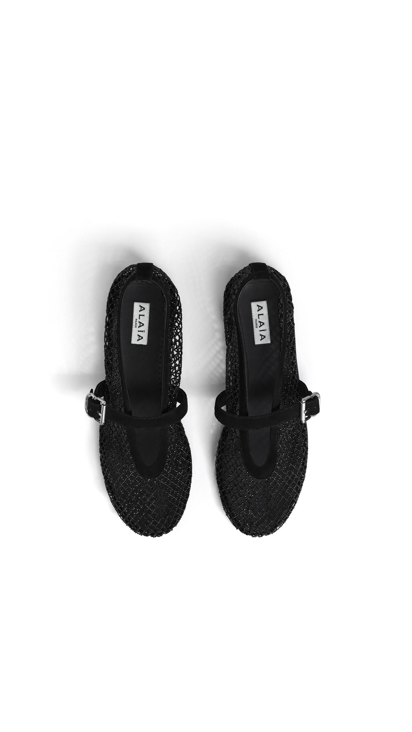 ALA&Iuml;A BALLET FLATS IN STRASS FISHNET BLACK - View 4