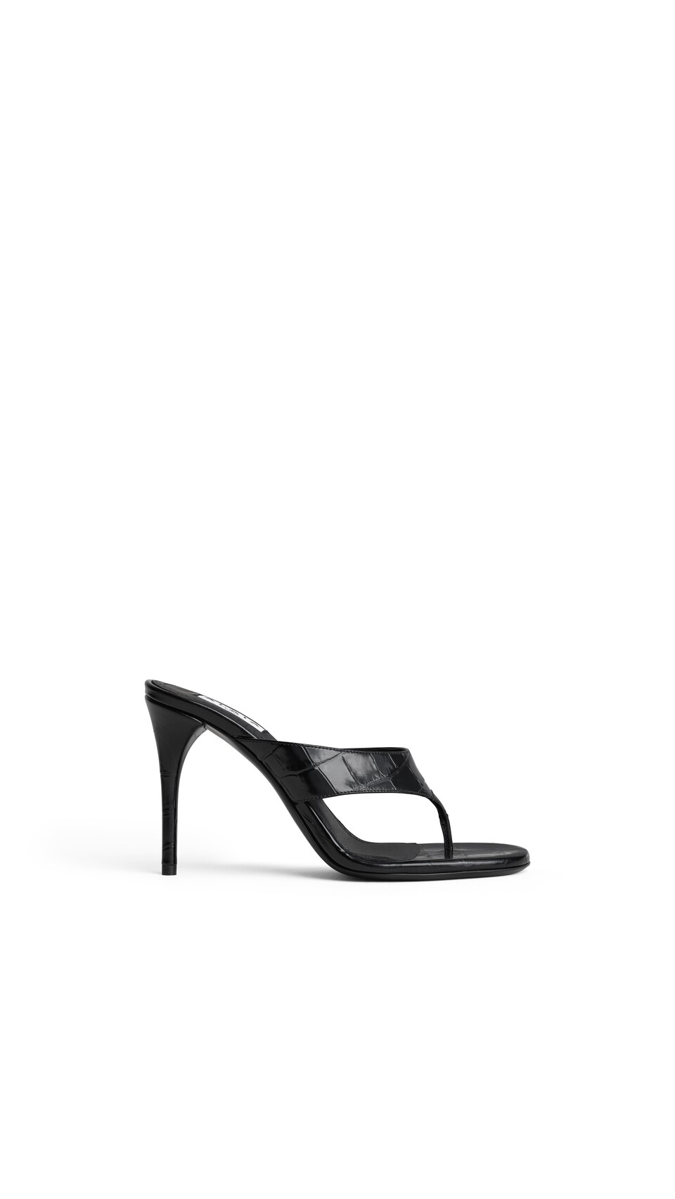 ALA&Iuml;A MULES TONG IN CROCODILE EMBOSSED CALFSKIN BLACK