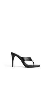 BLACK - ALA&Iuml;A MULES TONG IN CROCODILE EMBOSSED CALFSKIN