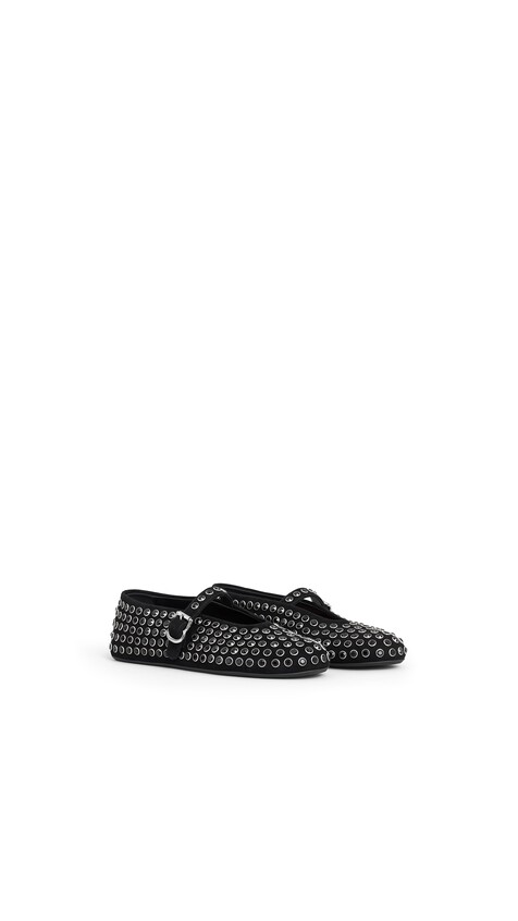 ALA&Iuml;A STRASS SUEDE BALLET FLATS BLACK - View 2