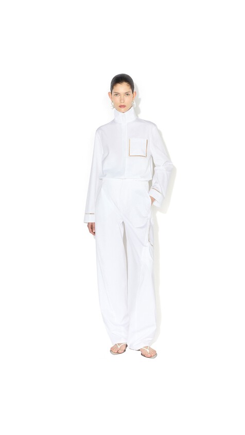 ALA&Iuml;A POPLIN CARGO PANTS WHITE - View 2