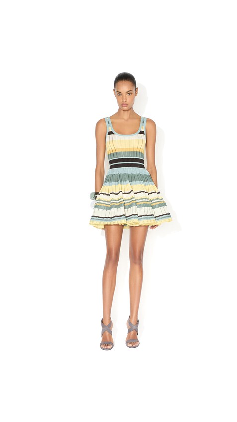 ALA&Iuml;A MULTICOLOR CRINOLINE DRESS MULTICOLOR YELLOW - View 2