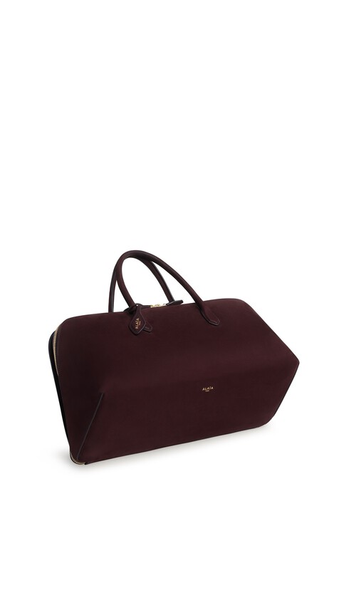 ALA&Iuml;A DELTA MEDIUM BAG IN NUBUCK BORDEAUX - View 2